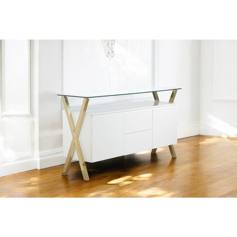 Gold Beverly Buffet White. Picture 8