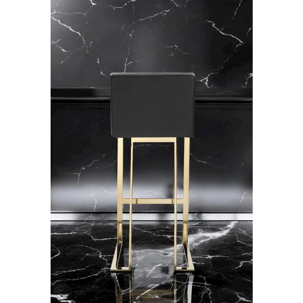 Dexter Bar Stool Faux Leather Black & Gold. Picture 2