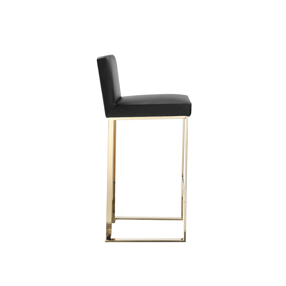 Dexter Bar Stool Faux Leather Black & Gold. Picture 5