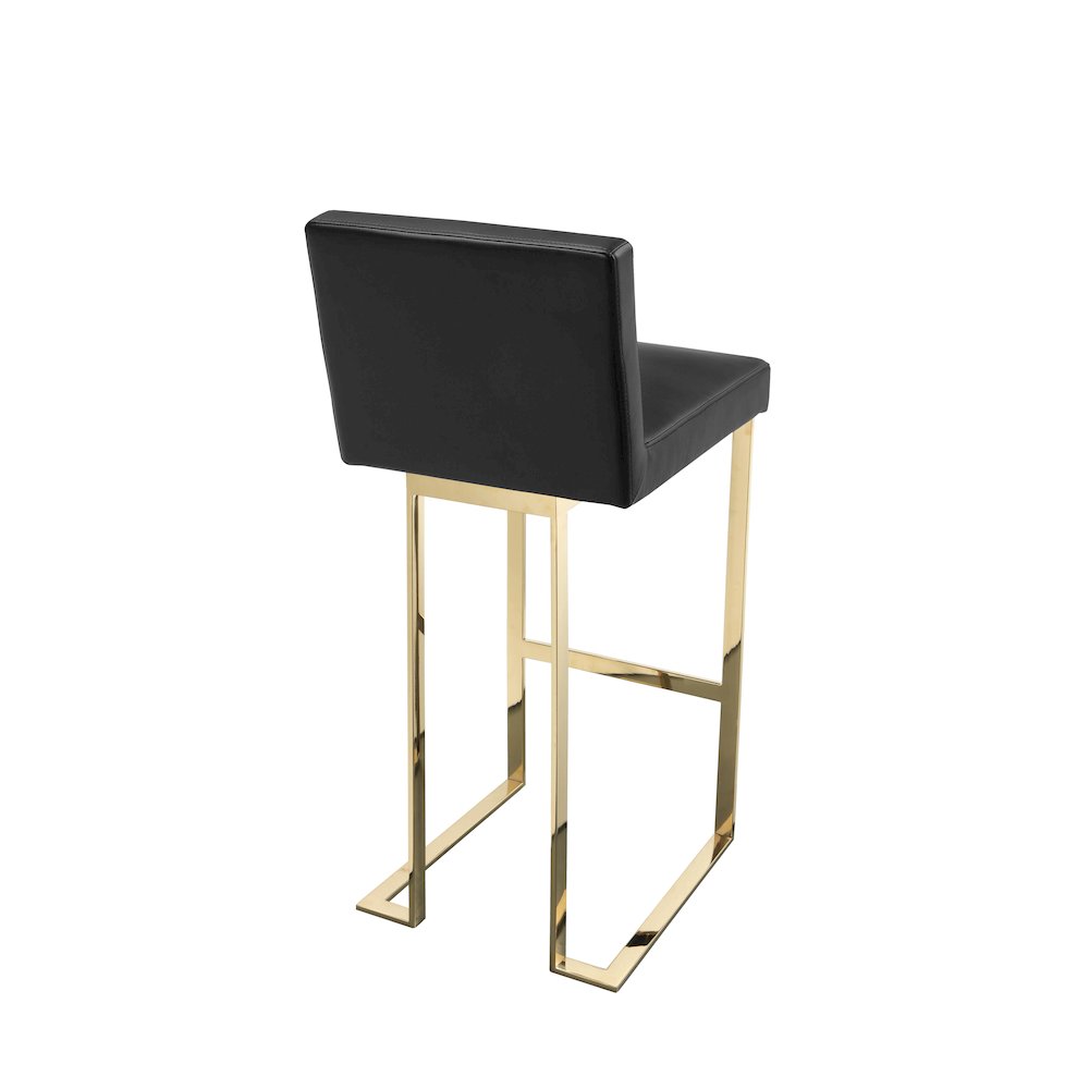 Dexter Bar Stool Faux Leather Black & Gold. Picture 7