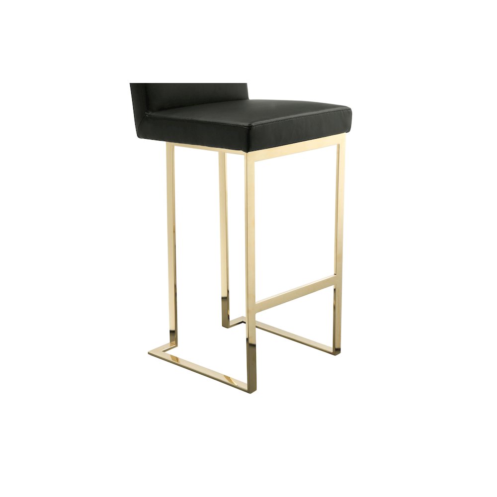 Dexter Bar Stool Faux Leather Black & Gold. Picture 8