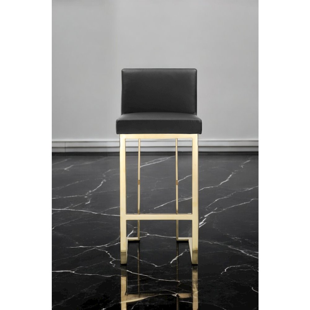 Dexter Bar Stool Faux Leather Black & Gold. Picture 10
