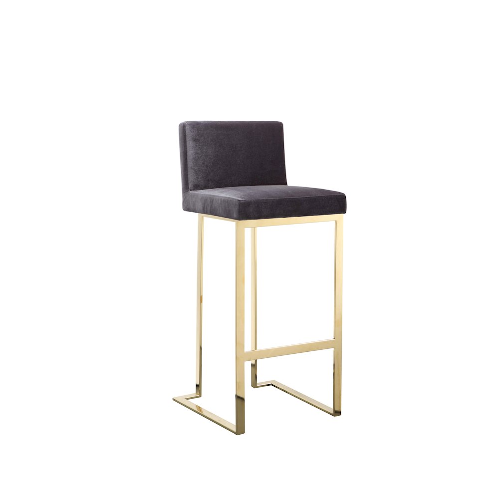Dexter Bar Stool Velvet Gray & Gold. Picture 1
