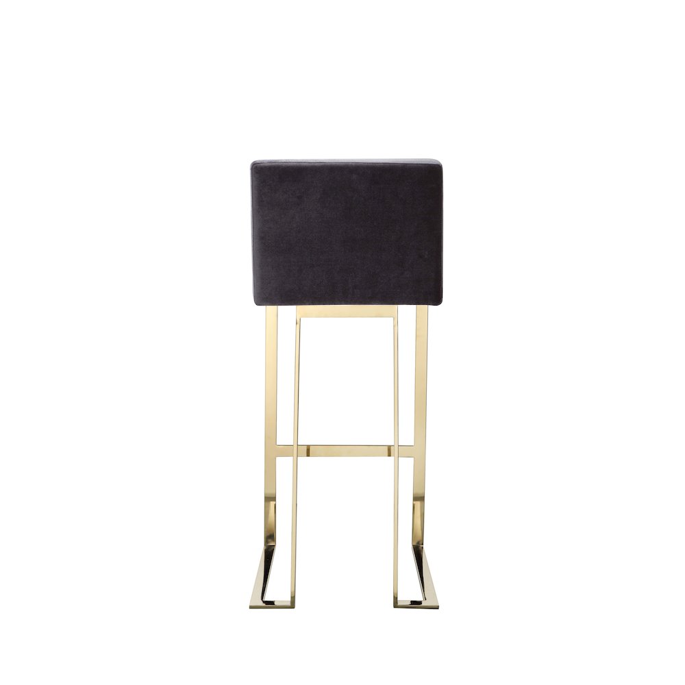 Dexter Bar Stool Velvet Gray & Gold. Picture 4