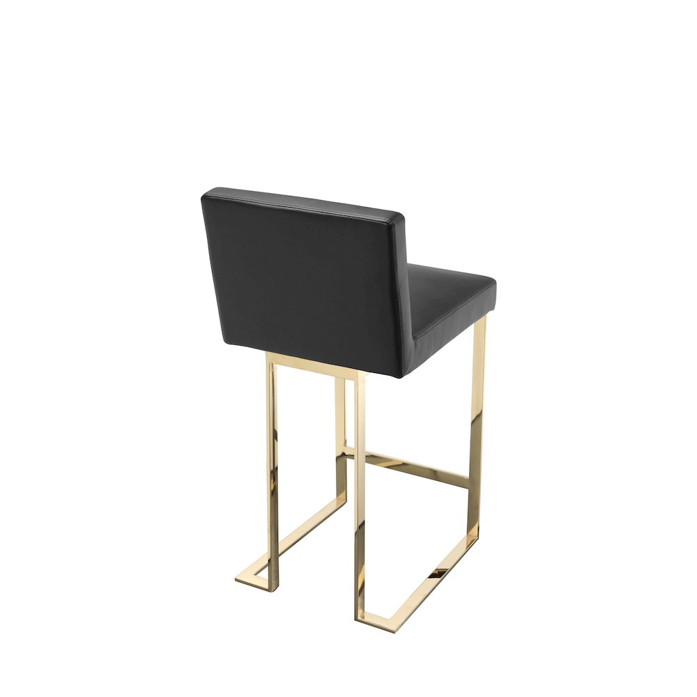 Dexter Counter Stool Faux Leather Black & Gold. Picture 4