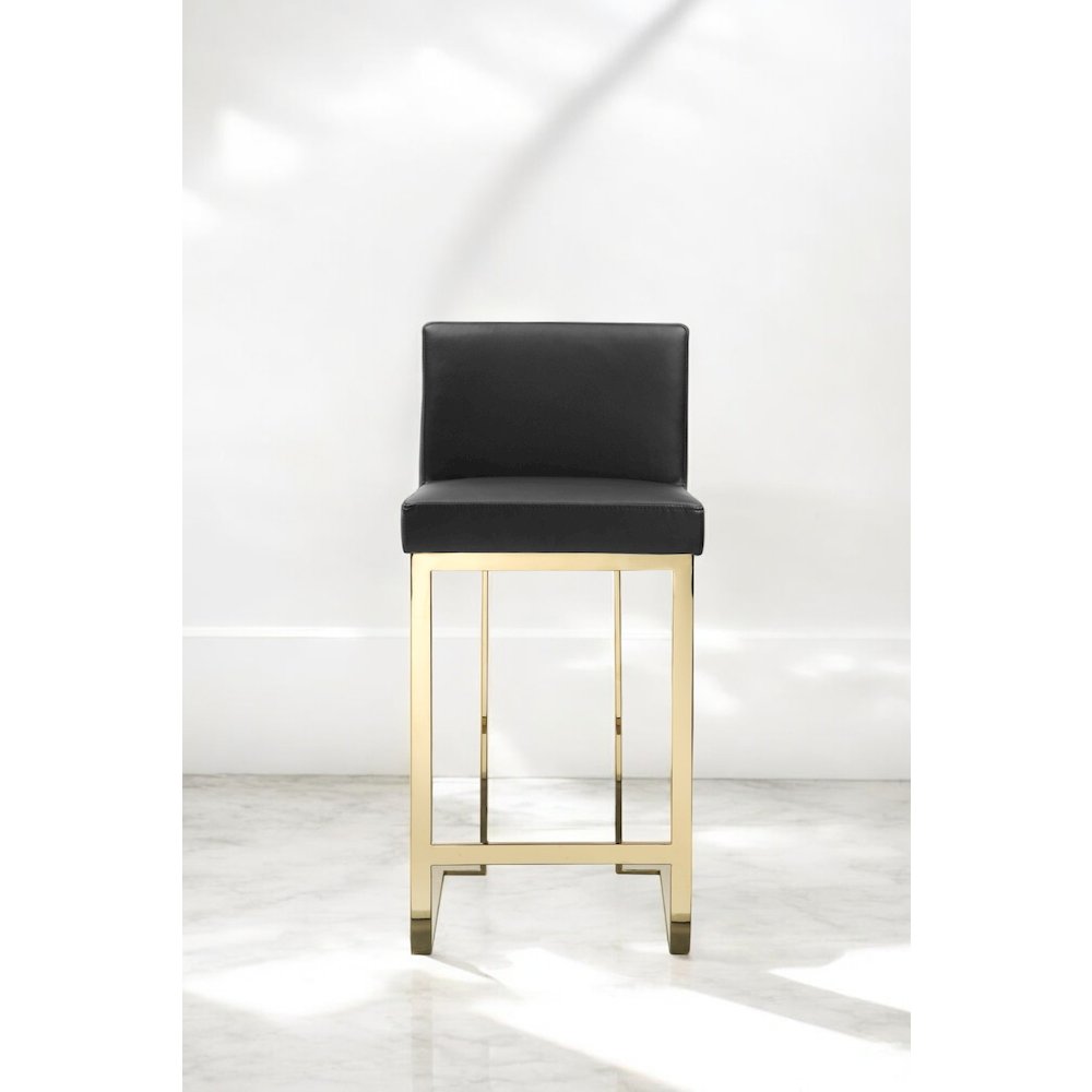 Dexter Counter Stool Faux Leather Black & Gold. Picture 5