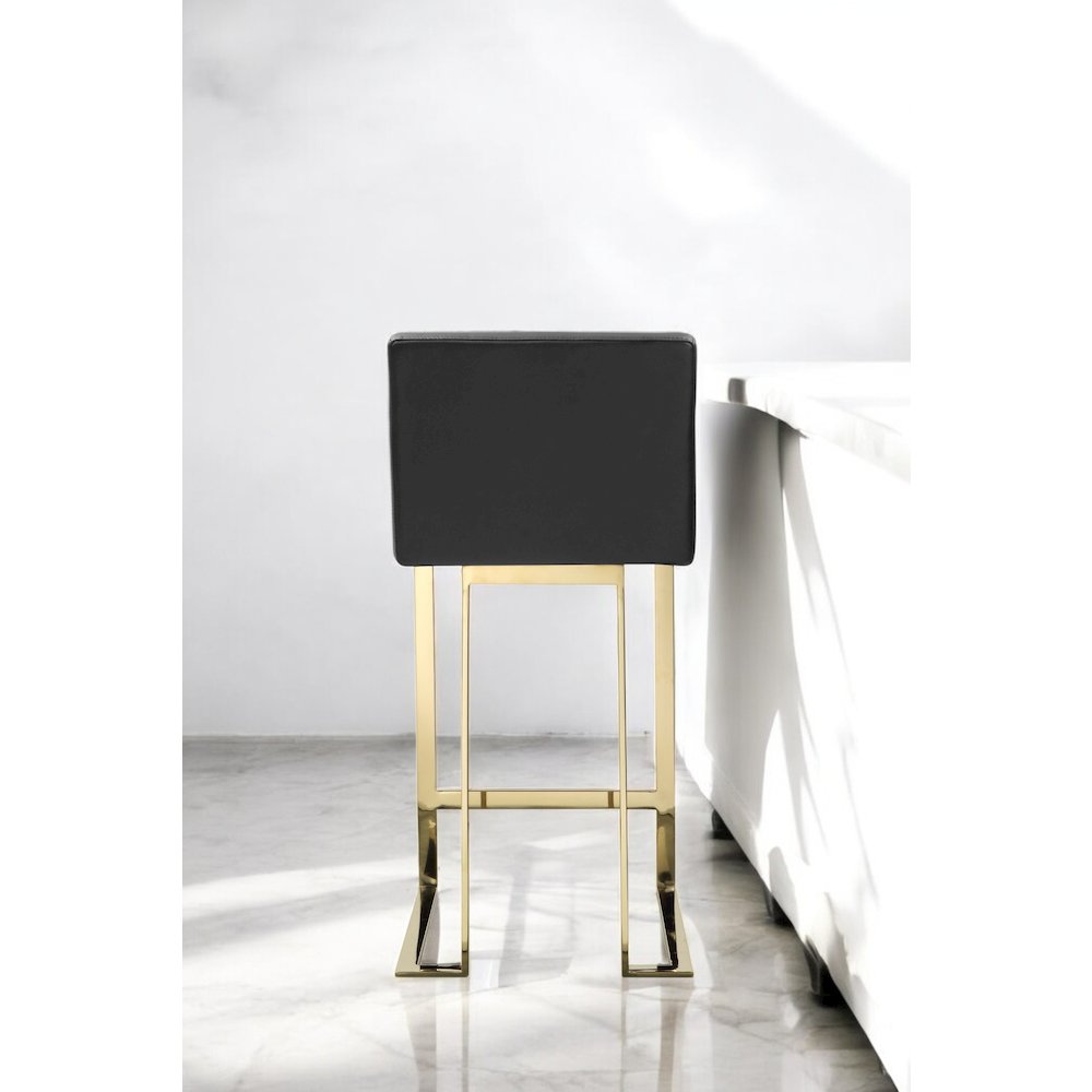 Dexter Counter Stool Faux Leather Black & Gold. Picture 7
