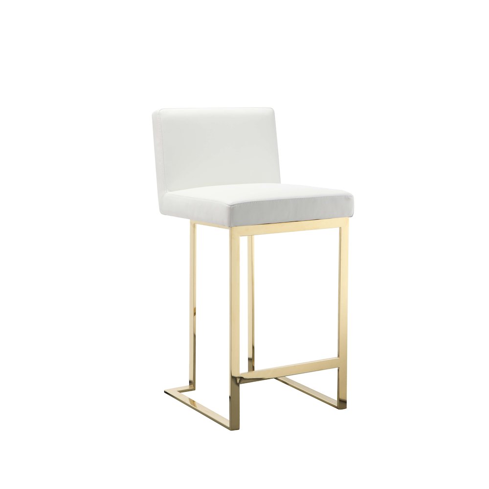 Dexter Counter Stool Faux Leather White/Gold. Picture 1