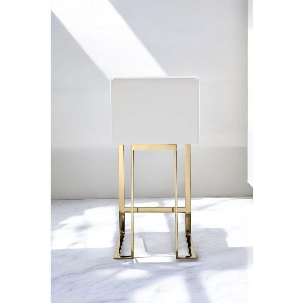 Dexter Counter Stool Faux Leather White/Gold. Picture 2