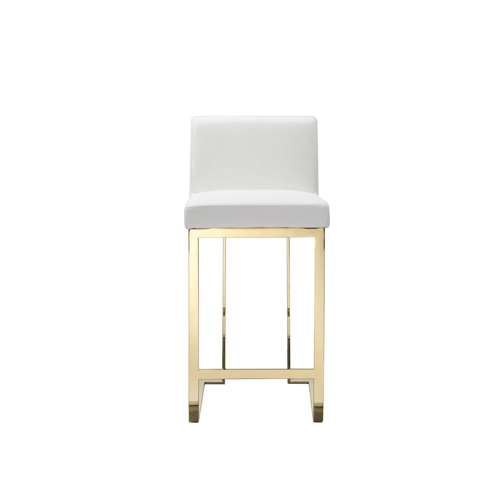 Dexter Counter Stool Faux Leather White/Gold. Picture 3