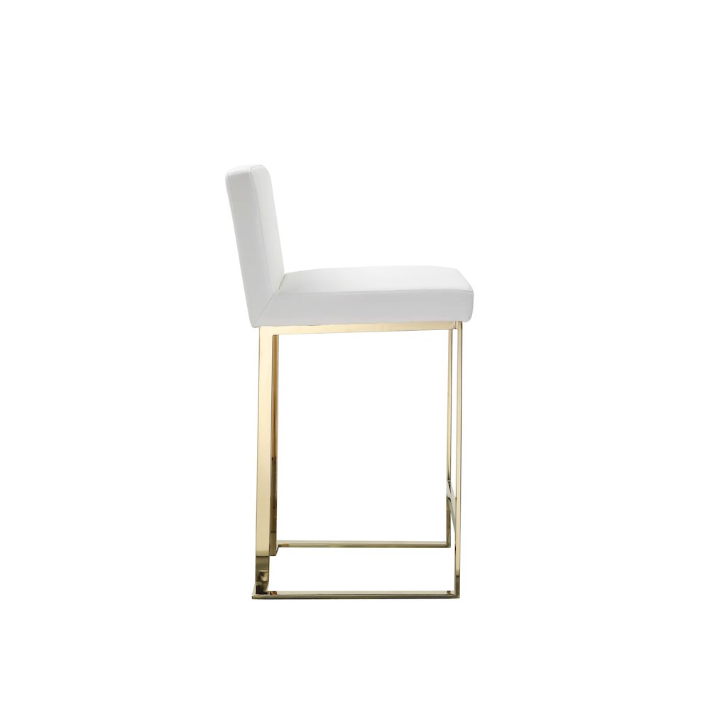 Dexter Counter Stool Faux Leather White/Gold. Picture 4