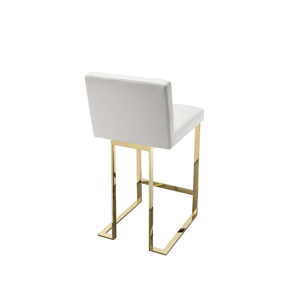Dexter Counter Stool Faux Leather White/Gold. Picture 6