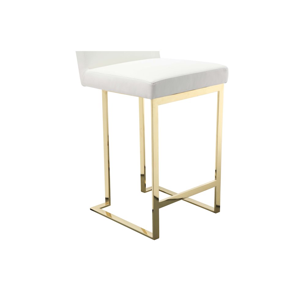 Dexter Counter Stool Faux Leather White/Gold. Picture 7