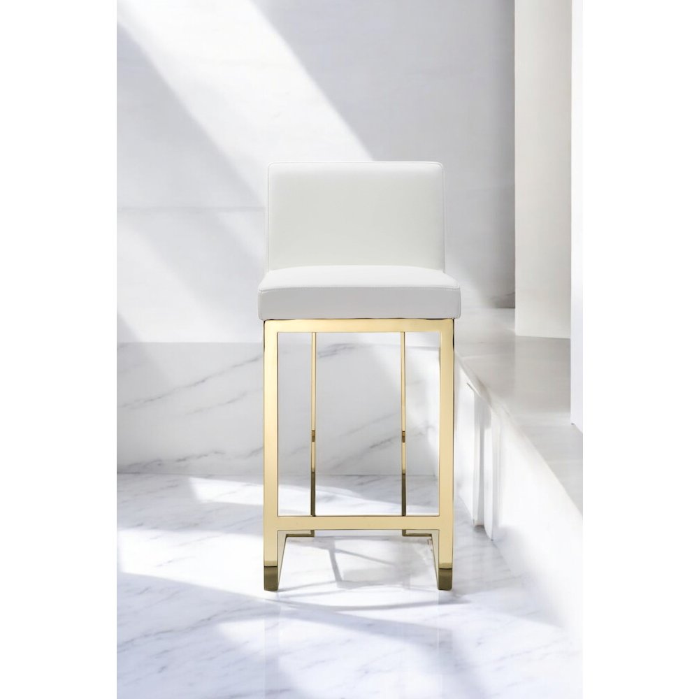 Dexter Counter Stool Faux Leather White/Gold. Picture 9