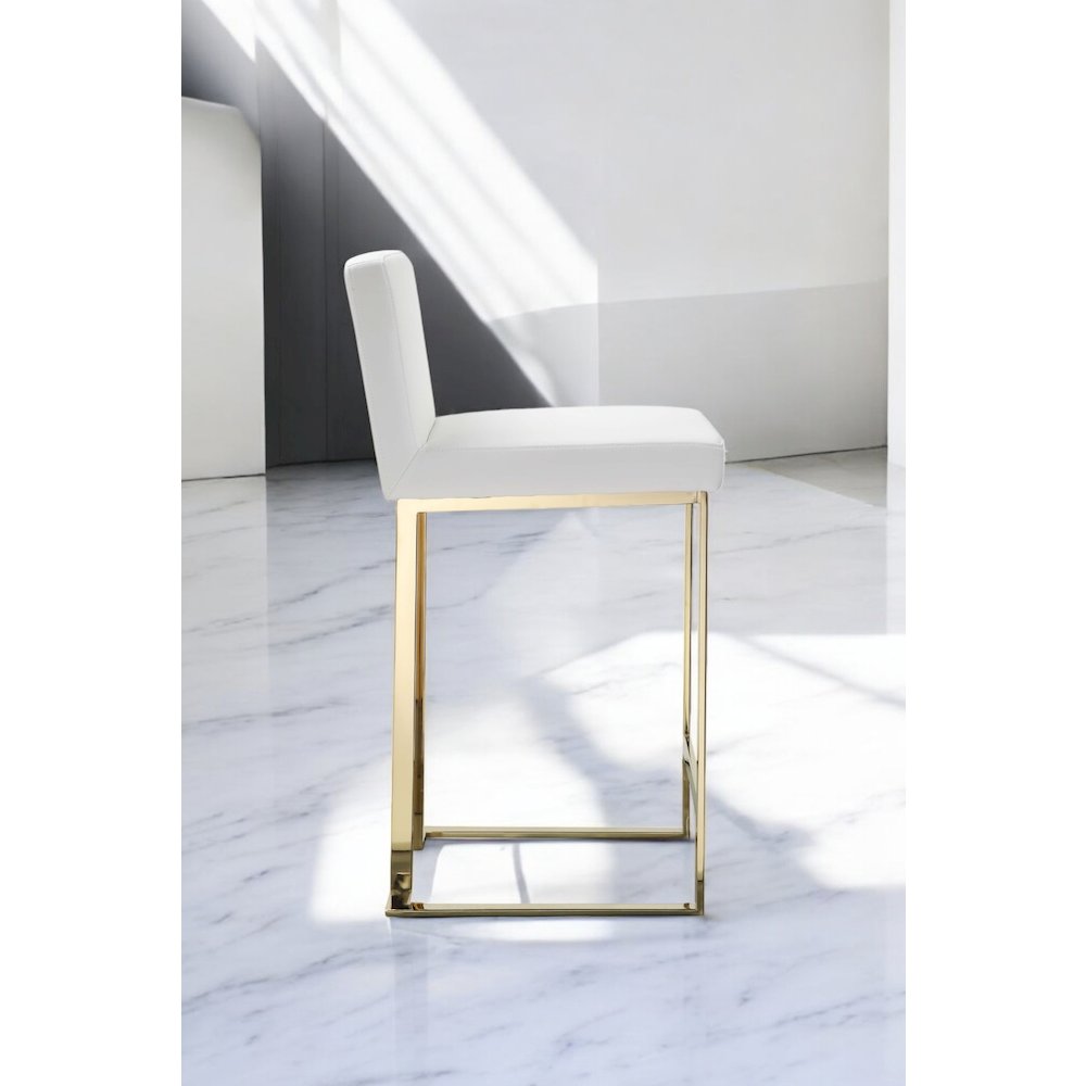 Dexter Counter Stool Faux Leather White/Gold. Picture 10