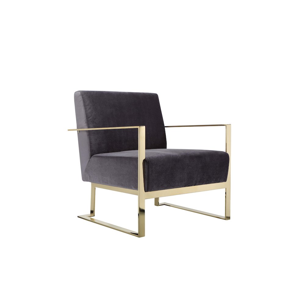 Dexter Lounge Chair Velvet Gray & Gold. Picture 1