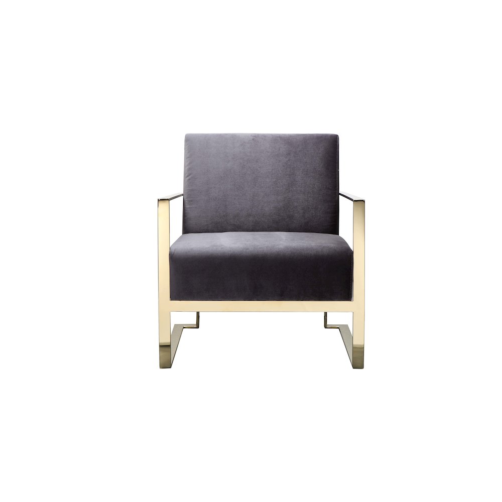 Dexter Lounge Chair Velvet Gray & Gold. Picture 2