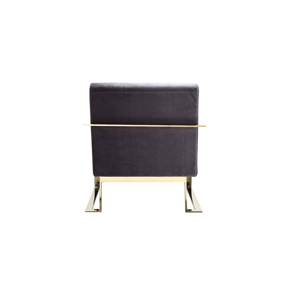 Dexter Lounge Chair Velvet Gray & Gold. Picture 4
