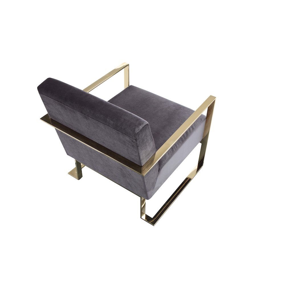 Dexter Lounge Chair Velvet Gray & Gold. Picture 5
