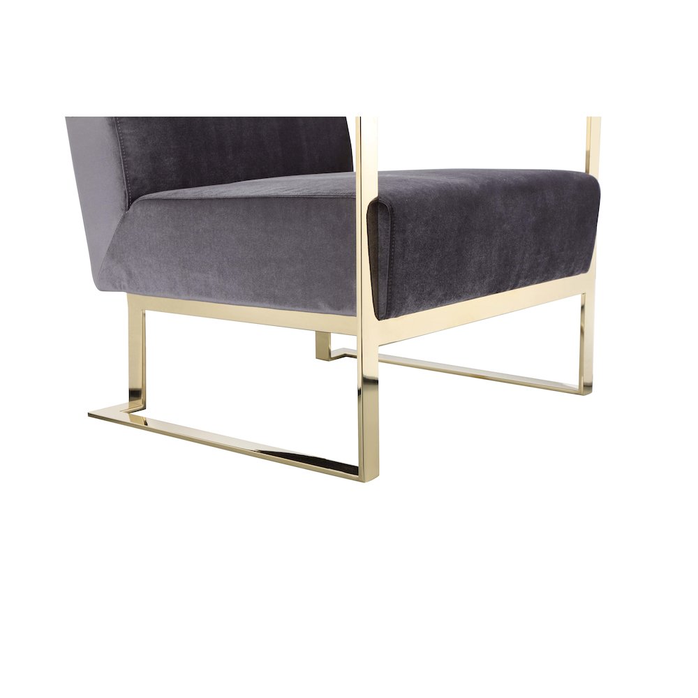 Dexter Lounge Chair Velvet Gray & Gold. Picture 6