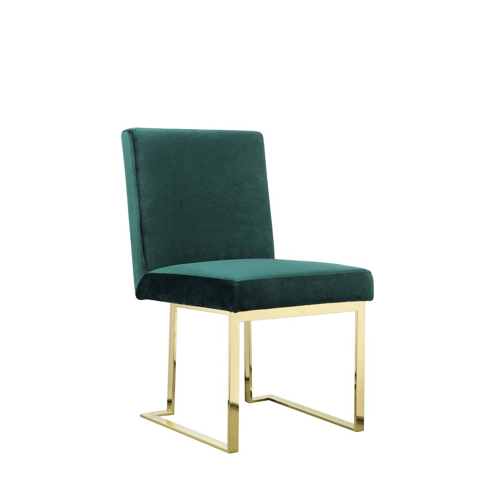 Gold Dexter Side Chair Velvet Green (Set Of 2). Picture 1