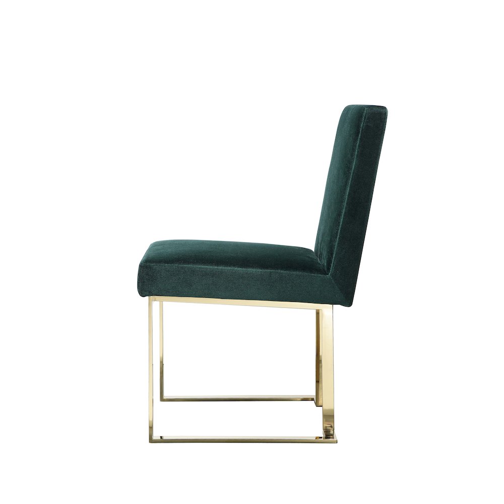 Gold Dexter Side Chair Velvet Green (Set Of 2). Picture 3