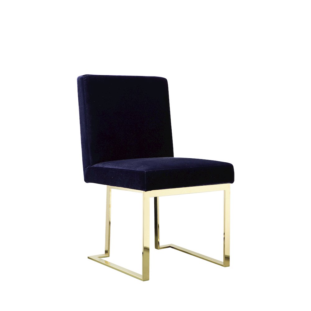 Gold Dexter Side Chair Velvet Navy (Set Of 2). Picture 1