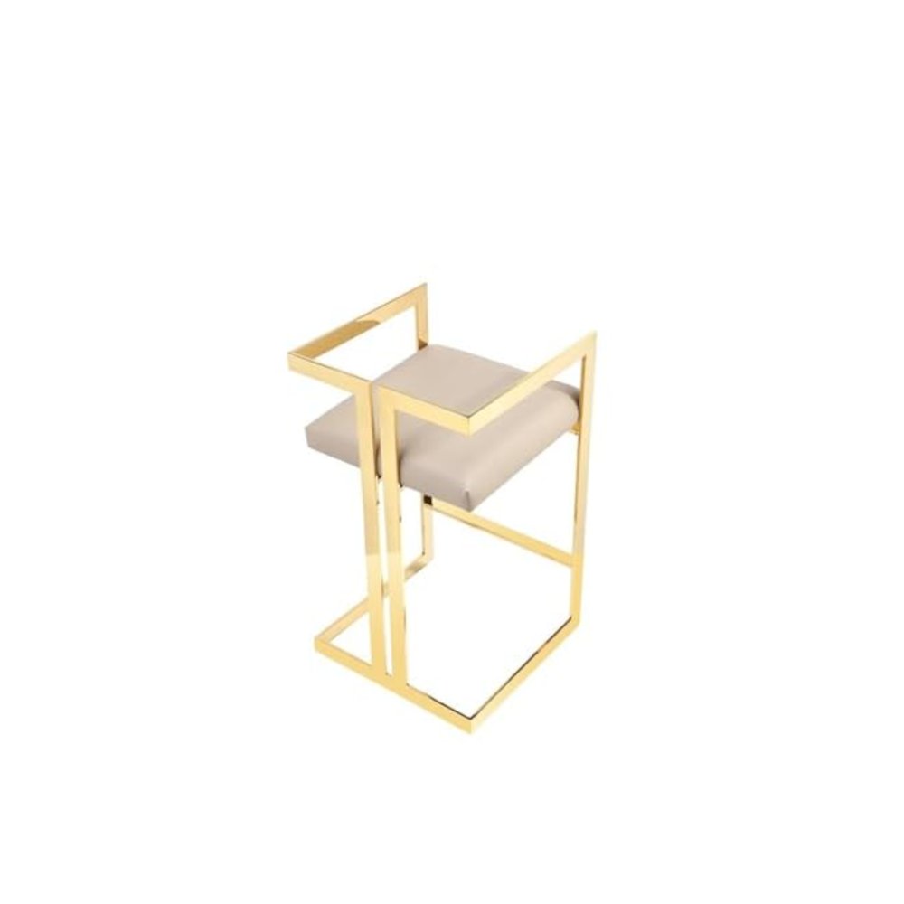 Kenzie Counter Stool Gold/Sand Faux Leather. Picture 5