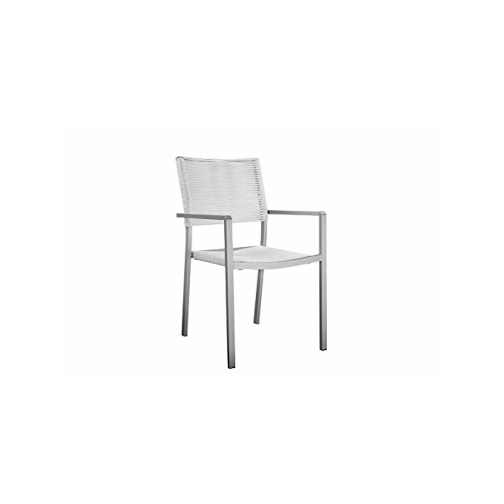 Bella 7 Piece Dining Furniture Set, Grey In Aluminum, Rope. Picture 14