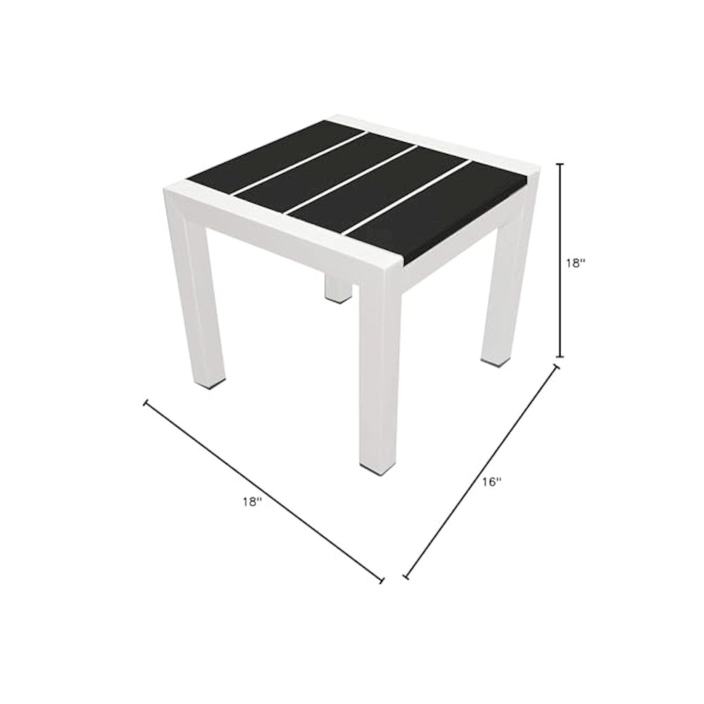 Joseph Side Table, White & Black In Aluminum, Polyresin. Picture 2