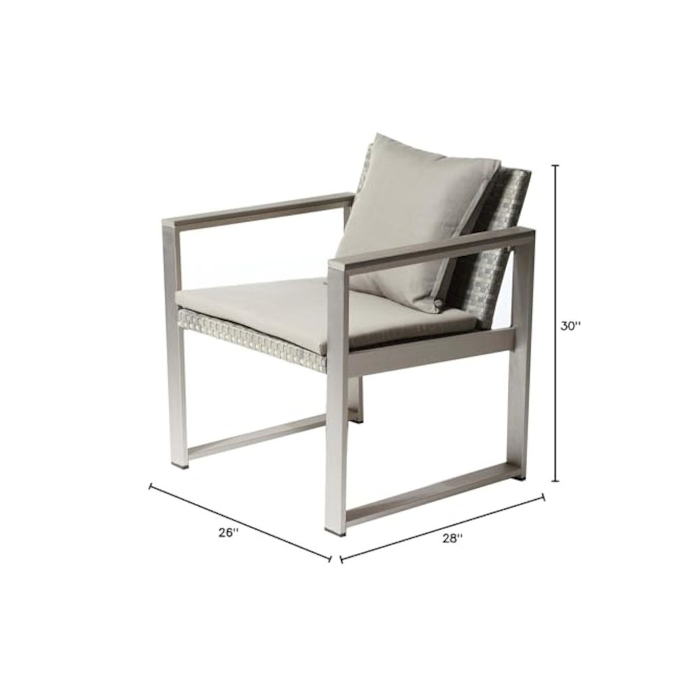 Chester Chair, Brushed Grey In Aluminum, Rattan. Picture 2