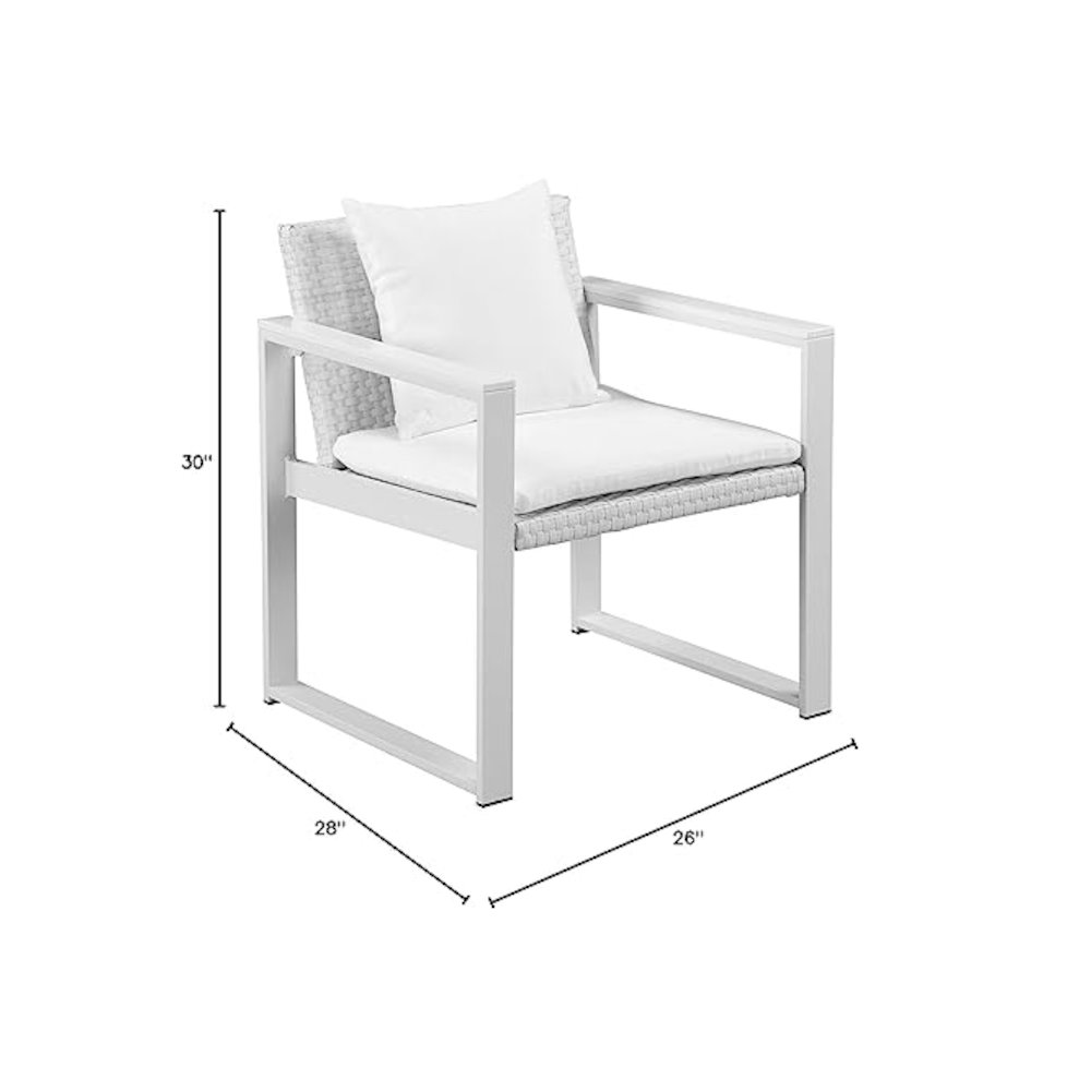 Chester Chair, White & White In Aluminum, Rattan. Picture 2