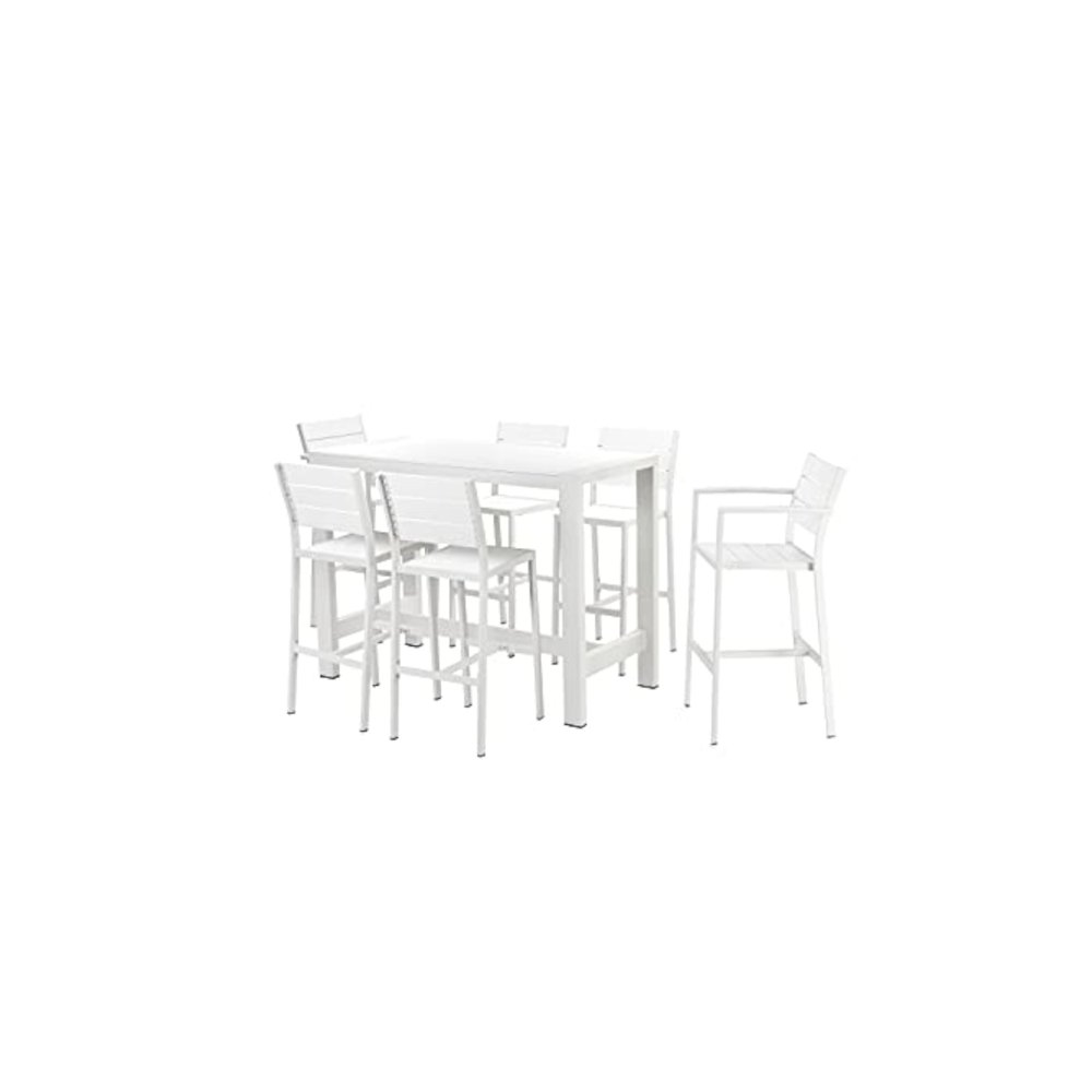 Betty 7 Piece Bar Set, White In Aluminum, Polyresin. Picture 1