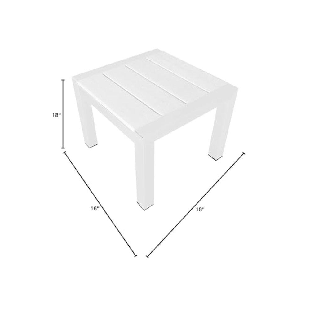 Joseph Side Table, White & White In Aluminum, Polyresin. Picture 2