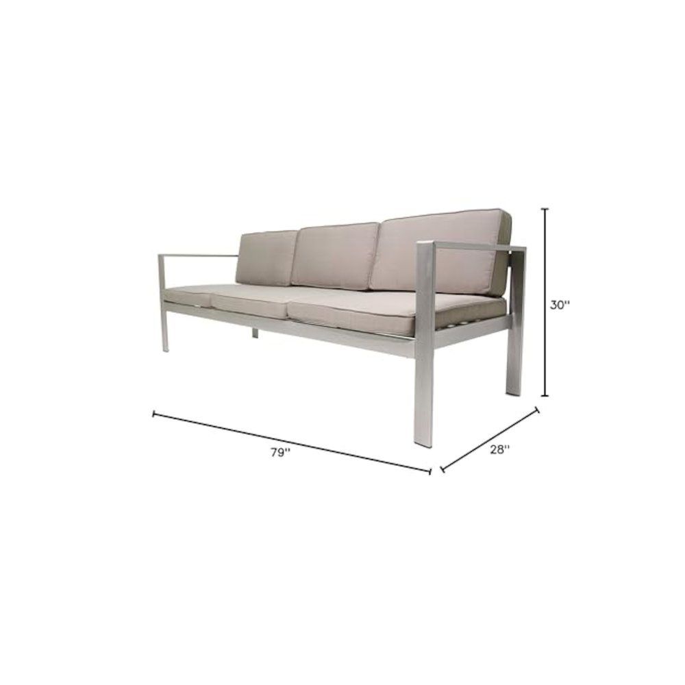 Karen 3 Seater, Grey In Aluminum, Polyresin. Picture 2