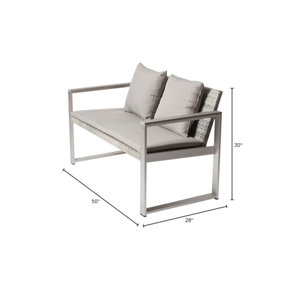 Chester Sofa Brushed Grey In Aluminum, Rattan. Picture 2