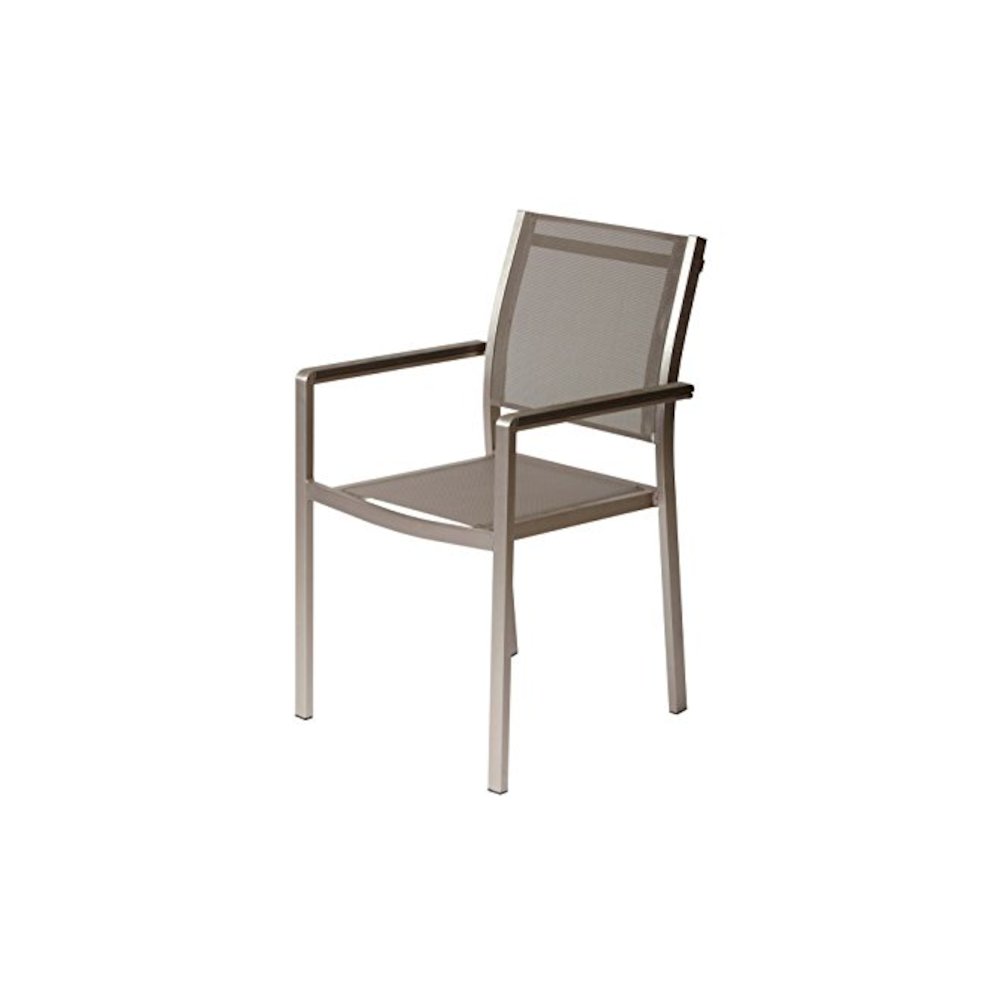 David 7 Piece Dining Set, Brushed Grey In Aluminum, Textilene. Picture 2