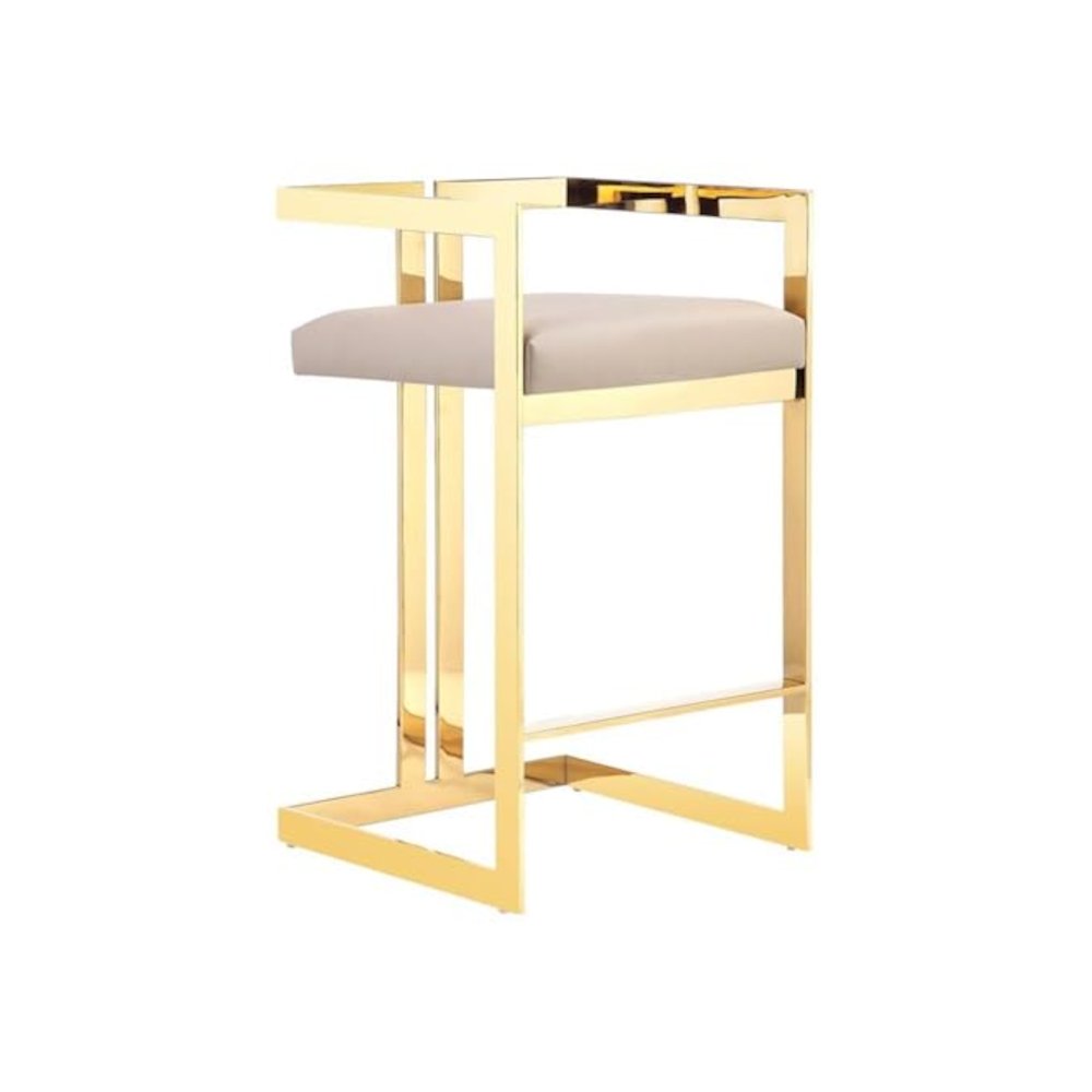 Kenzie Counter Stool Gold/Sand Faux Leather. Picture 1