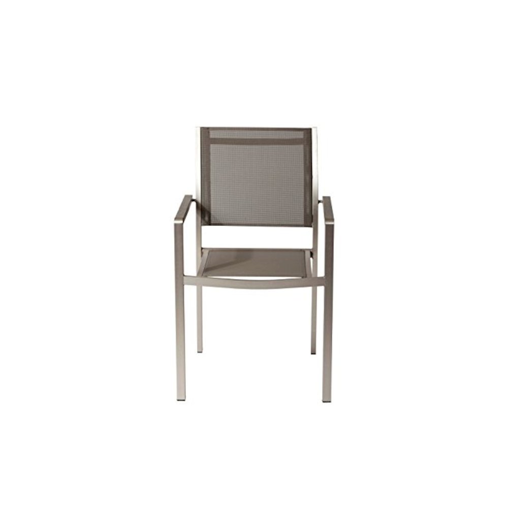 David 7 Piece Dining Set, Brushed Grey In Aluminum, Textilene. Picture 7