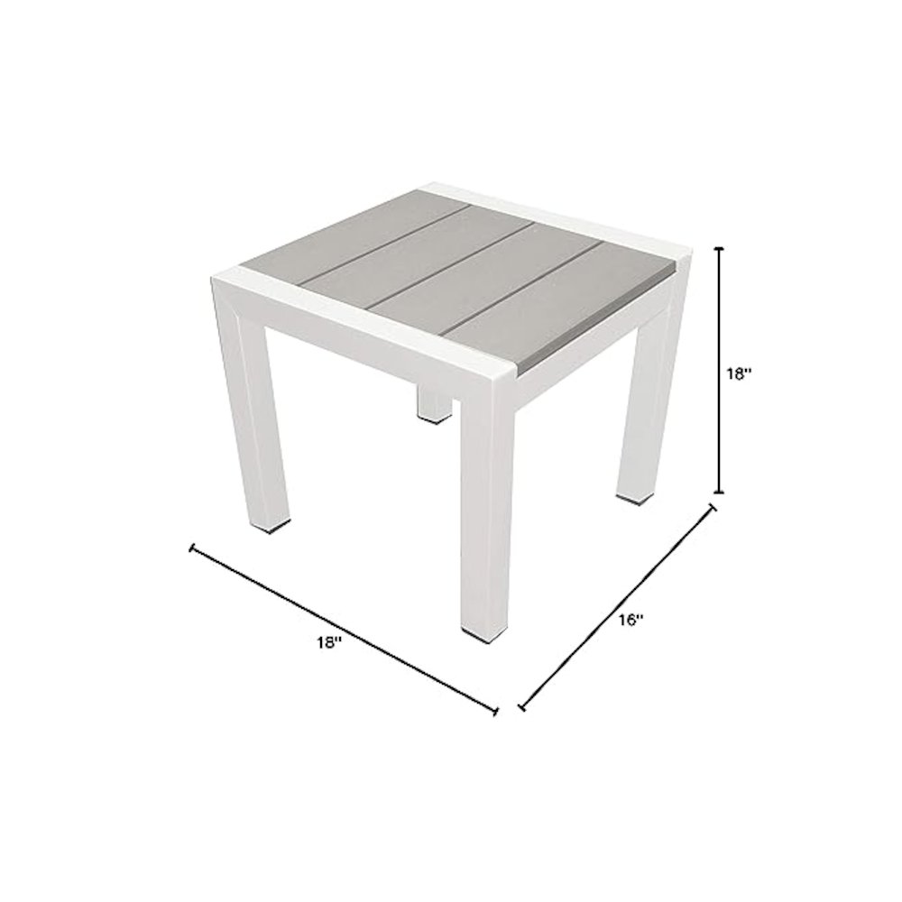 Joseph Side Table, White & Grey In Aluminum, Polyresin. Picture 2