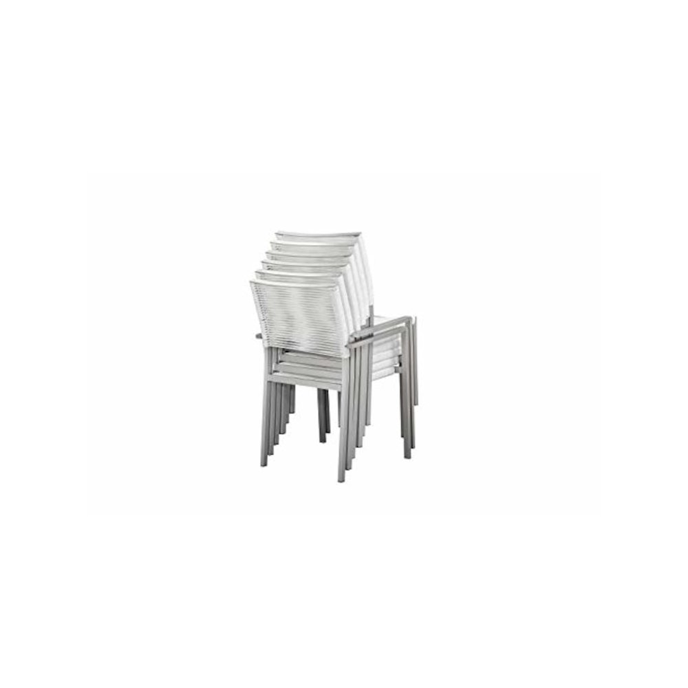 Bella 7 Piece Dining Furniture Set, Grey In Aluminum, Rope. Picture 15