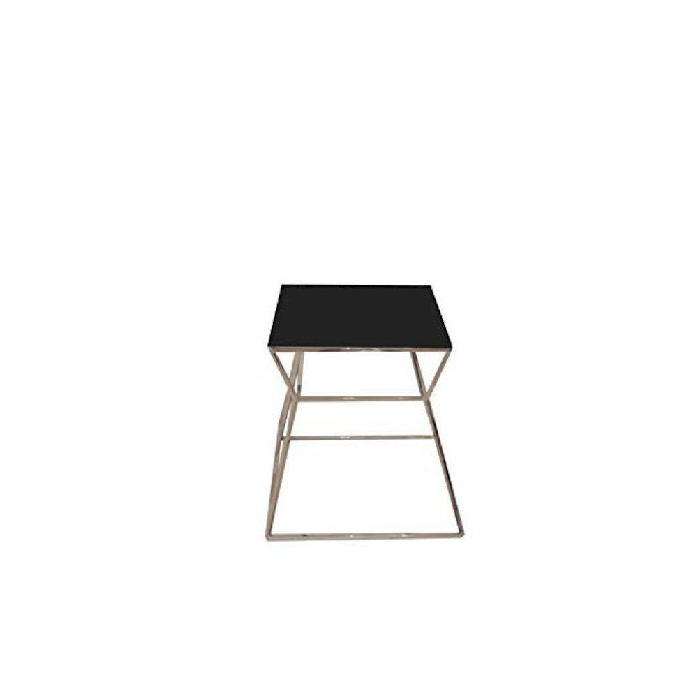 Geo Side Table Metal Frame With Black Glass Top. Picture 2