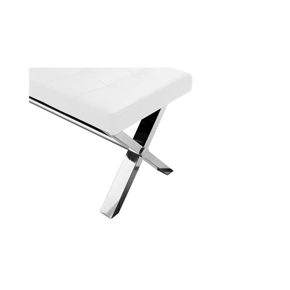 Beverly Bench Faux Leather White. Picture 4