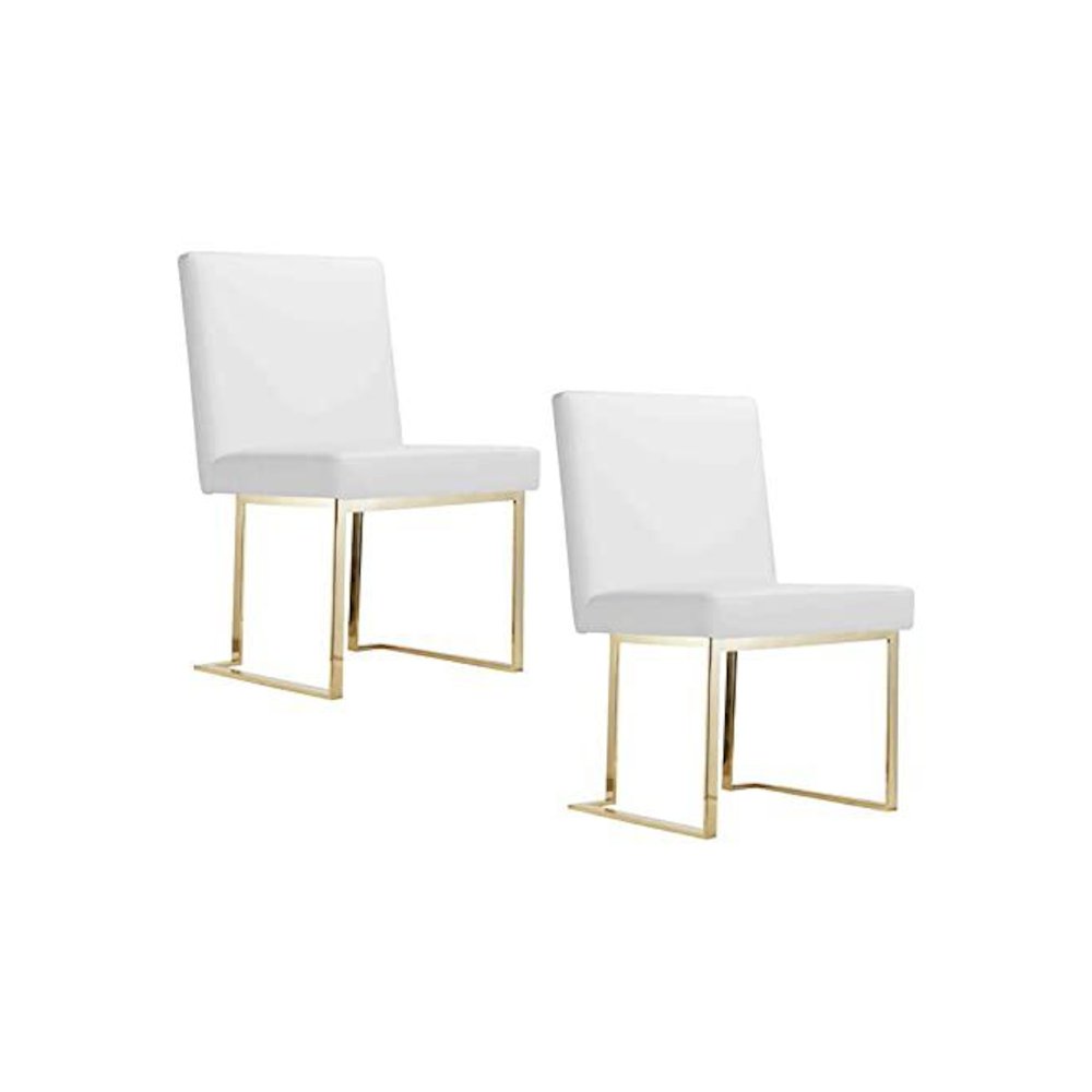 Gold Dexter Side Chair White (Set Of 2). Picture 1