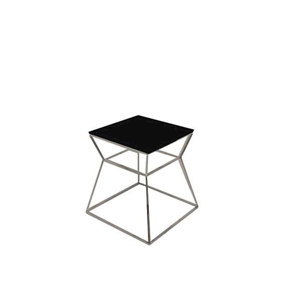 Geo Side Table Metal Frame With Black Glass Top. Picture 1