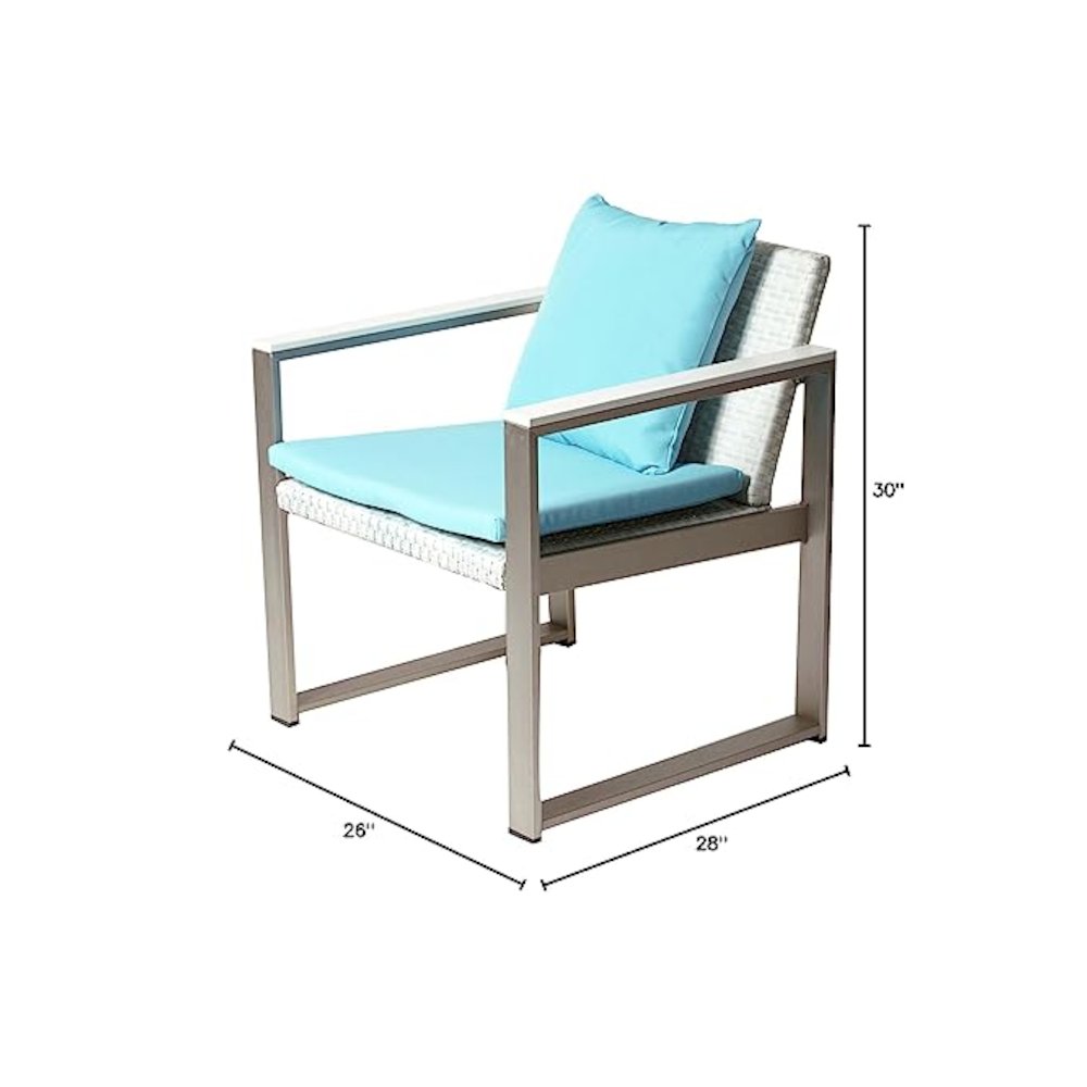Chester Chair, Brushed Turquoise In Aluminum, Rattan. Picture 2