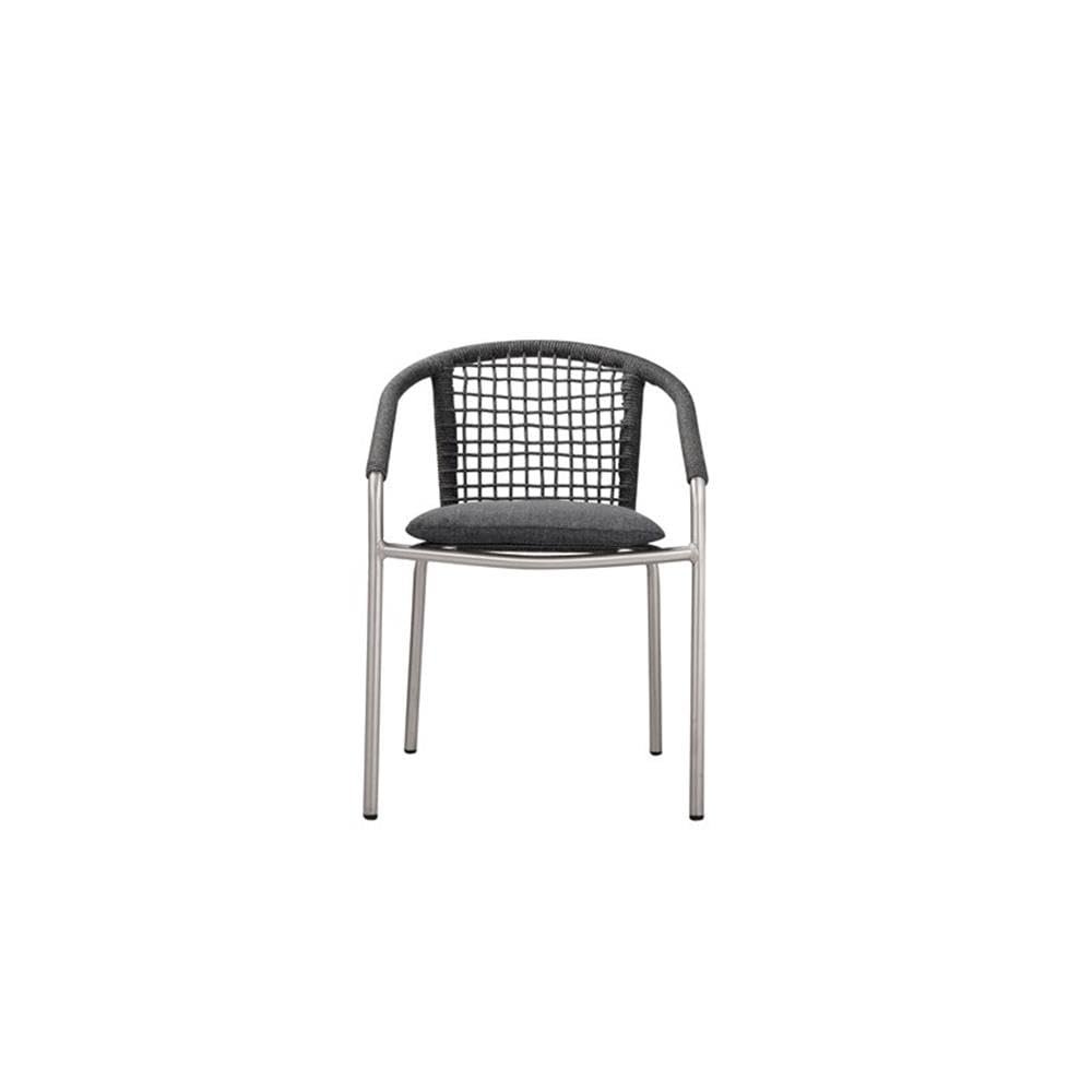 Chelsea 6 Dining Chairs Slate In Aluminum, Rope. Picture 4