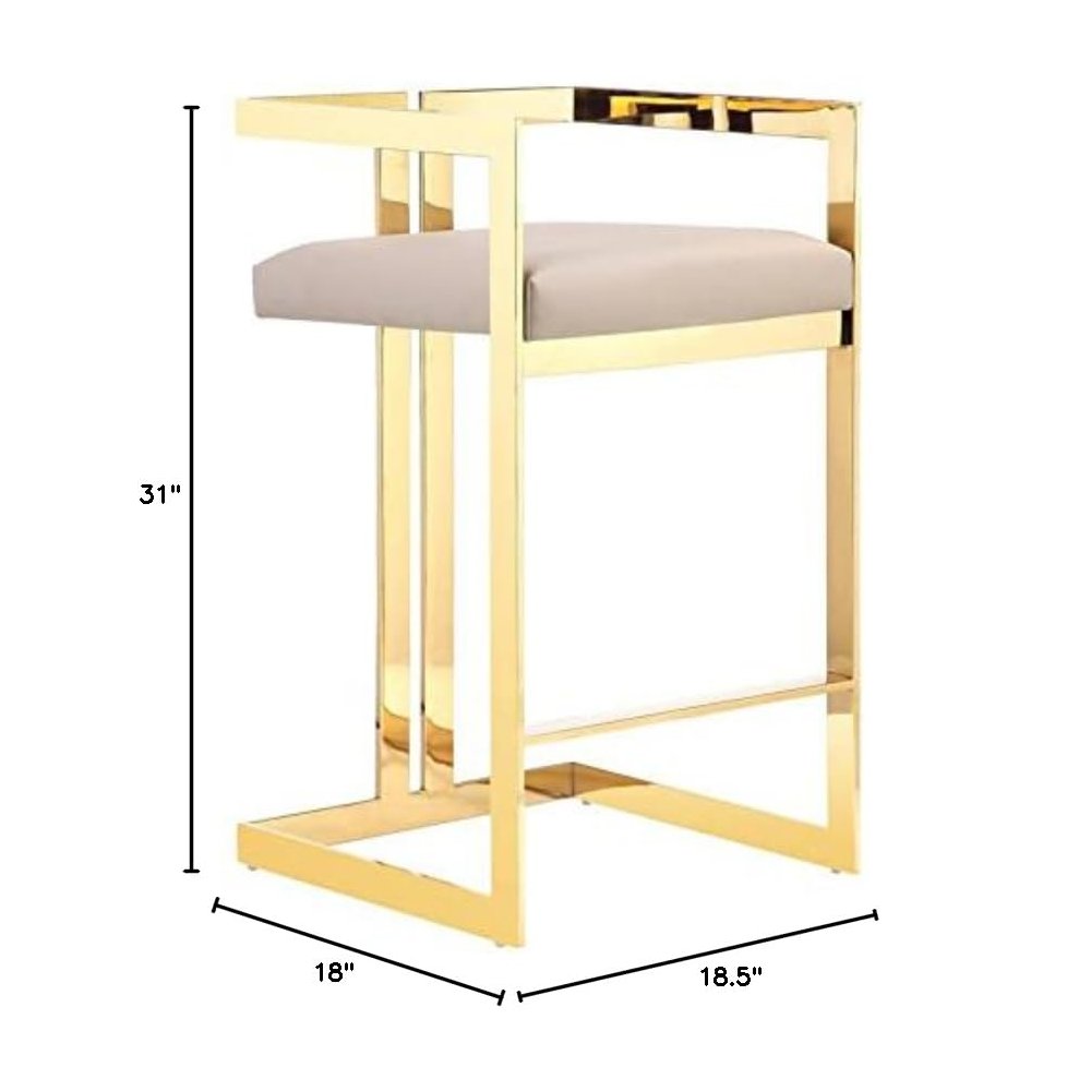 Kenzie Counter Stool Gold/Sand Faux Leather. Picture 2