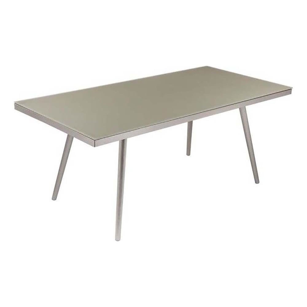 Chelsea Dining Table Taupe In Aluminum, Glass. Picture 1