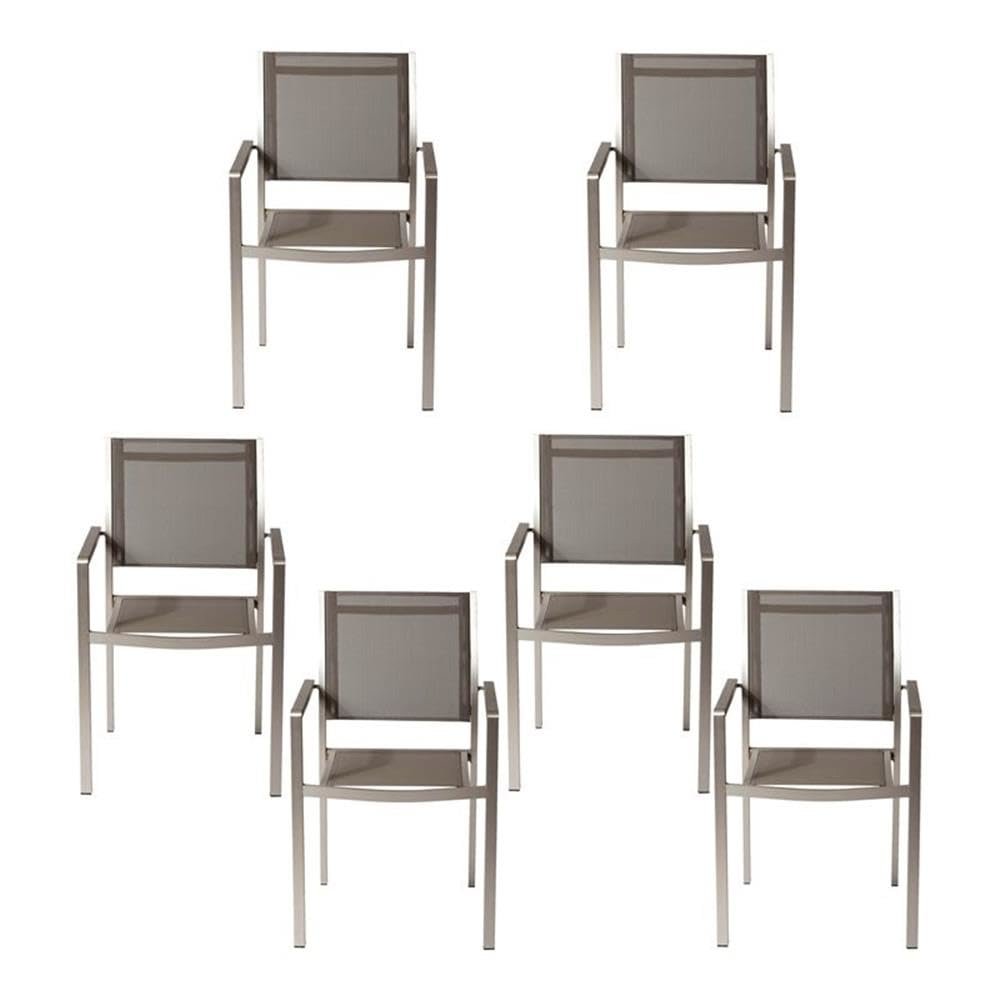 David Dining Chairs, Brushed Grey In Aluminum, Textilene. Picture 1